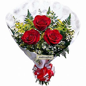 JF004 - Arranjo com 3 Rosas vermelhas