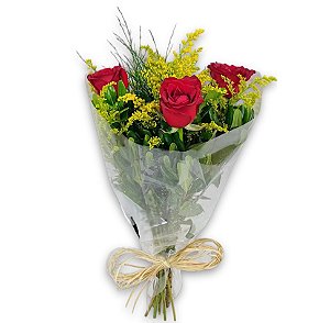 A18 - Arranjo com 3 rosas vermelhas