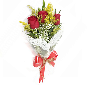 129 - Arranjo 3 rosas vermelhas