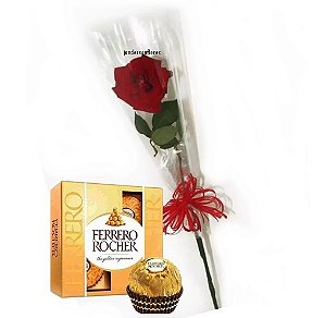 016 - 1 Rosa embalada e chocolate