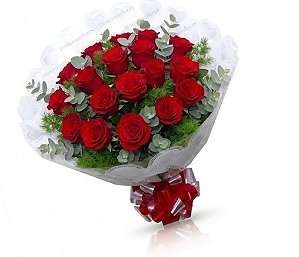 018 - Buquê com 18 rosas vermelhas