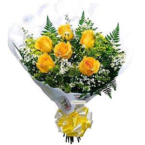 A26 - Buquê com 6 rosas amarelas