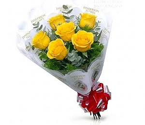 006 - Buquê com 6 rosas amarelas