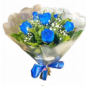 Buquê 6 rosas azuis
