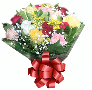Buquê 24 rosas coloridas