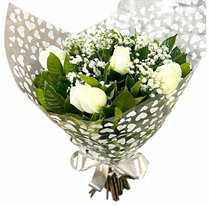 Buquê 6 rosas brancas