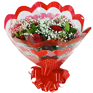 Buquê 5 rosas vermelhas