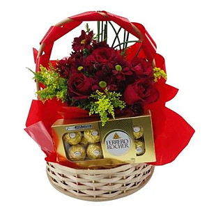 A41 - Cesta de rosas e chocolate