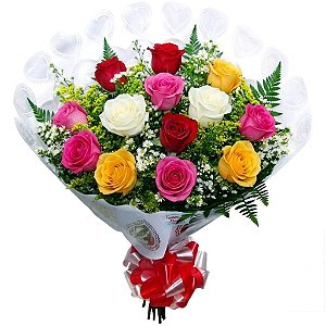 06 - Buquê 12 rosas sortidas