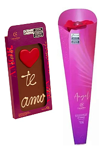 A378 - Botão Rosa + Chocolate 40g Te Amo