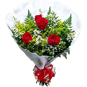 JF013 - Arranjo com 4 rosas vermelhas