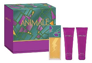 KIT ANIMALE FEMININO 100ML + GEL DE BANHO + LOÇÃO CORPORAL