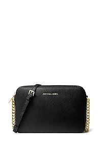 BOLSA TRANSVERSAL JET SET GRANDE DE COURO PRETA