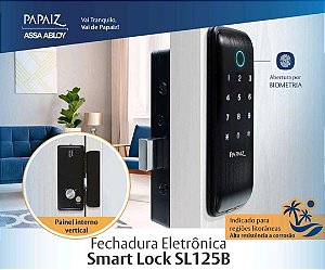 Fechadura Eletrônica SL125B Com Biometria De Sobrepor Resistente A Maresia