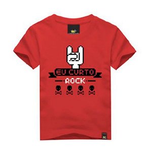 Camiseta Infantil Eu Curto Rock Camiseta Infantil Eu Curto Rock