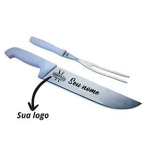 Kit Churrasco Personalizado faca e garfo assador 9''