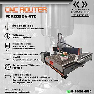CNC ROUTER FCR2030V ATC (2000mmx3000mmx200mm) TROCA AUTOMÁTICA