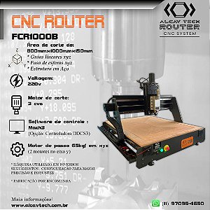 Fresadora CNC Router FCR1000B - (800mmx1000mmx150mm) - 3cvS