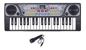 Piano teclado brinquedo infantil microfone musical educativo dm