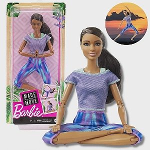 Boneca Barbie Negra Articulada Feita Mexer Roupa Yoga - Alfabay
