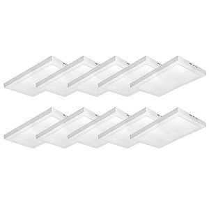 KIT 10 Luminária Plafon LED 36W 30x60 Retangular Sobrepor Branco Frio 6000k