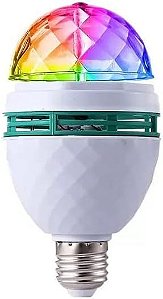 Lâmpada Led Globo 3w RGB Colorida Rotativa Giratória Festa Boate + Soquete