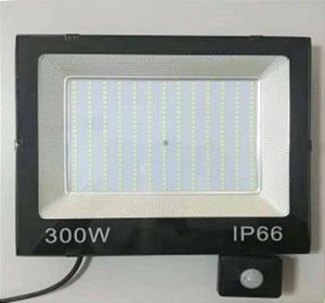 Refletor Holofote LED 300W Com Sensor de Presença A Prova d´Água Fotocélula Branco Frio 6000k