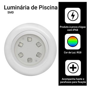 Luminária Led Piscina Luz Rgb 12 Leds 12v Ip68