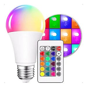 Lâmpada Bulbo 5W LED RGB 16 Cores Bivolt Com Controle