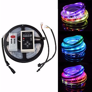 Fita LED 6803 Digital RGB 133 Efeitos Endereçavel Prova D´Agua Com Fonte