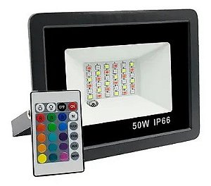 KIT 10 Refletor com Memoria Holofote LED 50W IP65/IP66 A prova D'Água  RGB Multicolorido