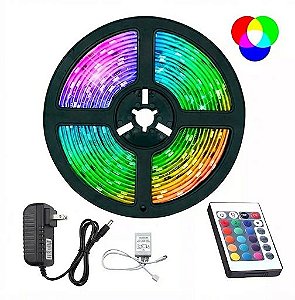 Fita LED 5 Metros 12v 3528 60 LEDs RGB Multicolorido IP20 + Fonte