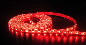 Fita LED 3528 60 Leds Vermelho Siliconada Prova D'água 5 Metros + Fonte