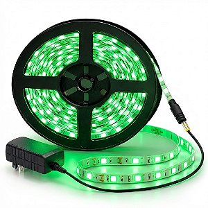 Fita LED 5 Metros 12v 3528 60 LEDs Verde IP20 + Fonte
