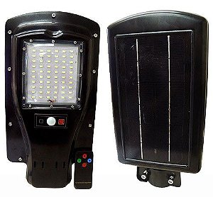 Luminária Pública Solar 30W LED Poste Completa com Controle 60 Leds Auto Recarregável