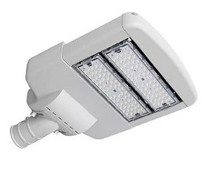 Luminária Pública LED Modular 100W Branco Quente 3000k Carcaça Cinza Iluminação Pública Poste de Rua