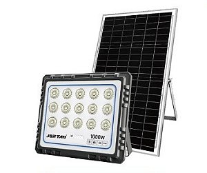Refletor Painel Solar 1000W LED Bateria Litio Recarregável Com Controle Branco Frio IP67