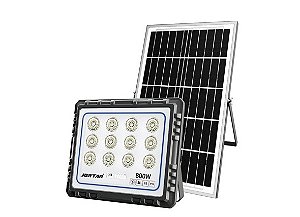 Refletor Painel Solar 800W LED Bateria Litio Recarregável Com Controle Branco Frio IP67