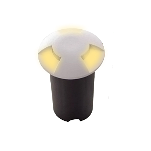 Luminaria Spot Balizador LED 1W de Chão e Piso Embutido 3 Fachos Branco Quente 3000k Branco