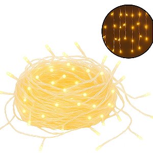Pisca Pisca Cascata LED Natal 8 Funções 220V 10m Fio Branco 400LEDs Branco Quente 3000k