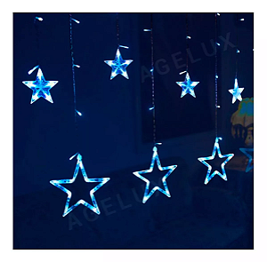 Cascata LED Estrela 8 Funções 2,5 Metros 220v Azul