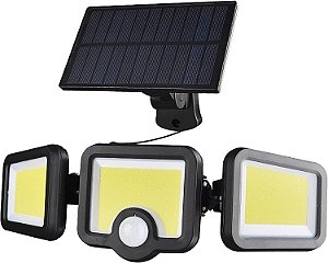 Luminária Solar De Parede 171 COB C/Sensor 3 funções Branco Frio 6000K