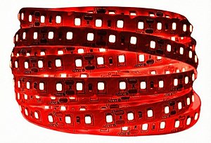 Fita LED 5 Metros 12v 3528 Vermelho 120 Leds Sem Silicone IP20 Sem Fonte