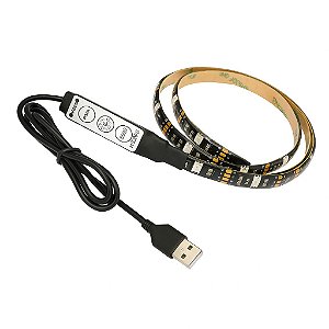 Fita LED 3 Metros 5050 Siliconada USB Para TV Monitor IP65 Setup 5v Branco Frio 6000k