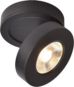 Lâmpada SPOT LED De Teto Parede Redondo Preto 7w Dobrável Branco Quente 3000K