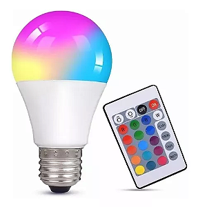 Lâmpada 7W LED RGB Bulbo Com Controle A60