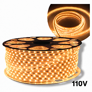 Fita Mangueira LED 100 Metros 3528 120 LEDs 110v Branco Quente 3000k