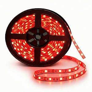 Fita LED 5 Metros 12v 3528 60 LEDs Vermelho IP20 Sem Fonte