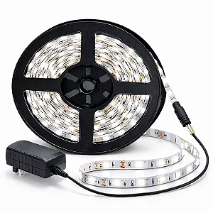 Fita LED 5 Metros 12v 3528 60 LEDs Branco Frio IP20 + Fonte
