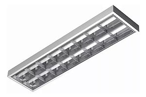 Luminária Calha Aletada Sobrepor Para Lâmpada Tubular 2x T8 120cm 18/20w